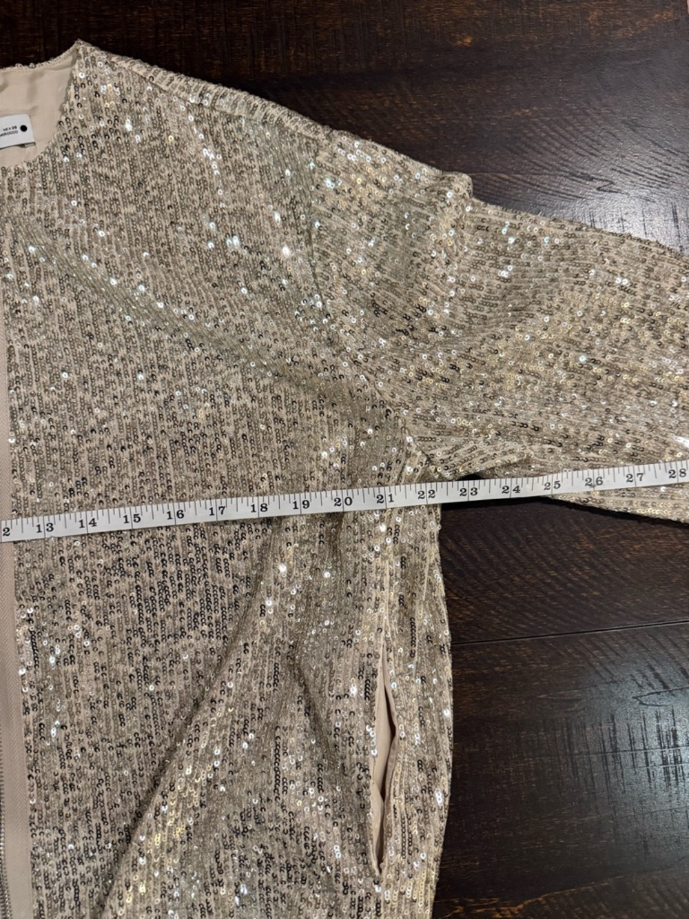 Zara Silver Sequin Bomber Jacket Champagne Zip Front L - Picture 5 of 12